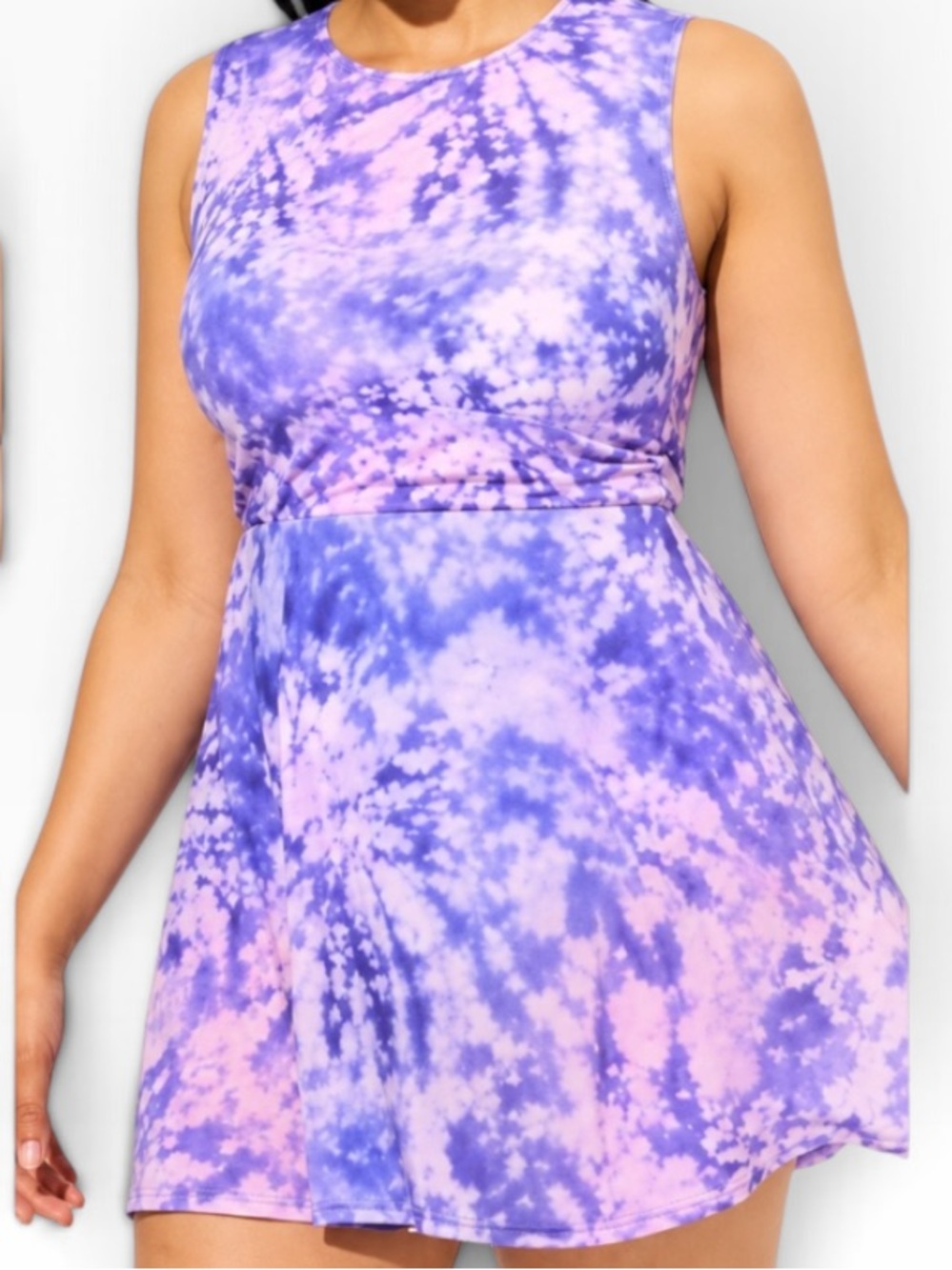 torrid Pink/Purple Tie Dye Mesh Skirted One Piece Swimsuit 6X